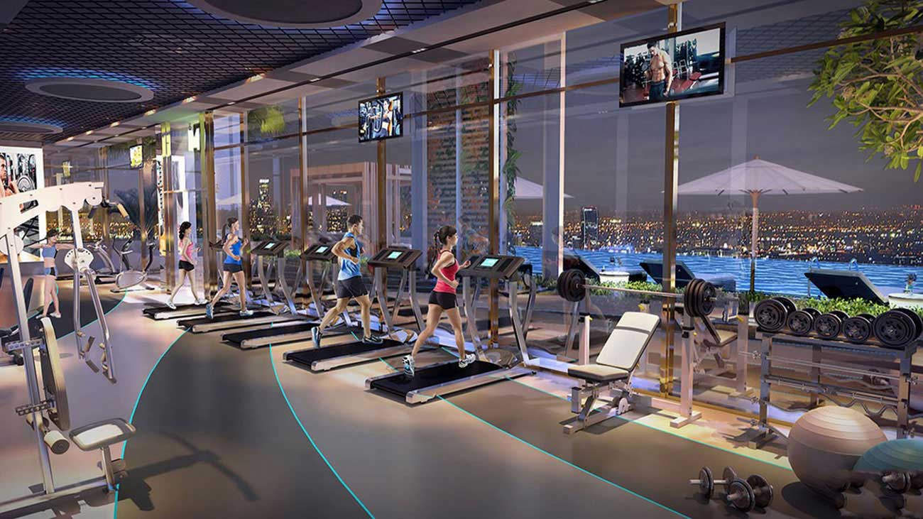Phòng tập Gym hiện đại tại chung cư The Queen 360 Giải Phóng